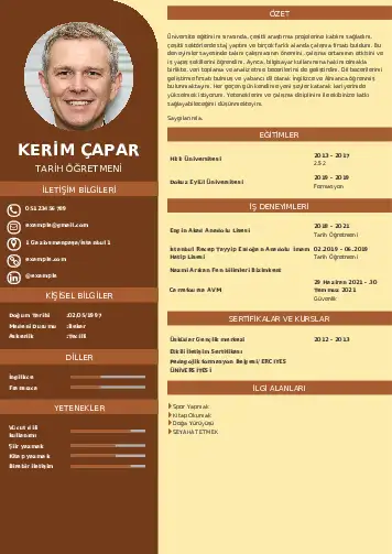 Tarih Öğretmeni Cv Örnekleri cv indir